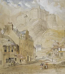 Edinburgh Castle vom Fuß des Vennel, 1845